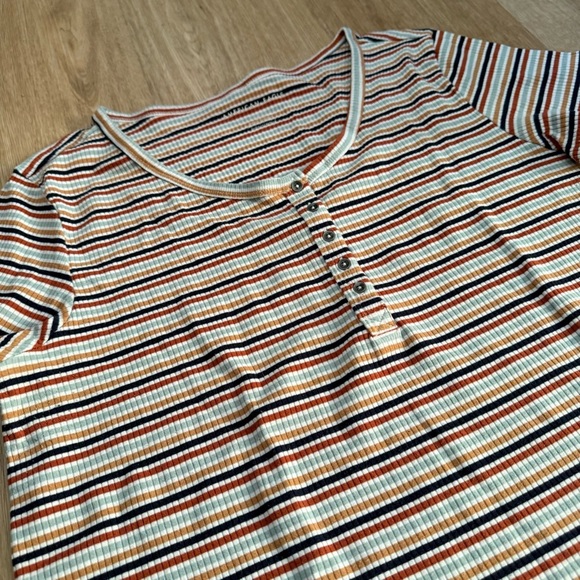 American Eagle Quarter Button Down Striped Short Sleeve Shirt size Large - Picture 5 of 6